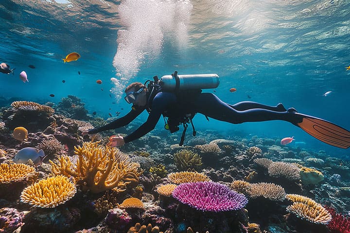 Diving in the sea