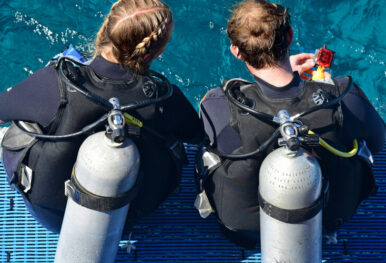 two people who were preparing to dive